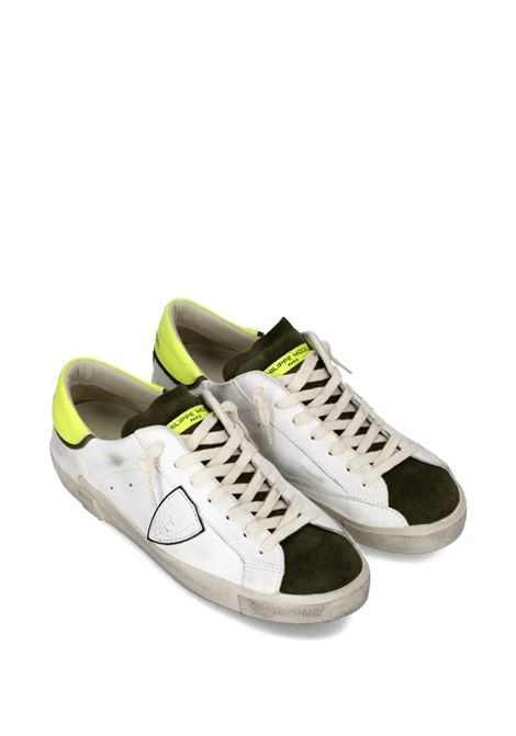 Sneakers Prsx Bianche, Nere e Giallo Fluo PHILIPPE MODEL | PRLUWX48